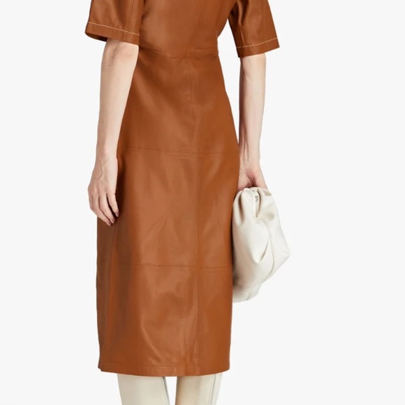 GESTUZ Nirangz Midi Leather Dress Mocha Bisque Size 42 NWT $750 Retail - Picture 2 of 6